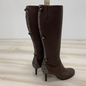 Patrizia Pancaldi Brown Leather Leopard Boots 38